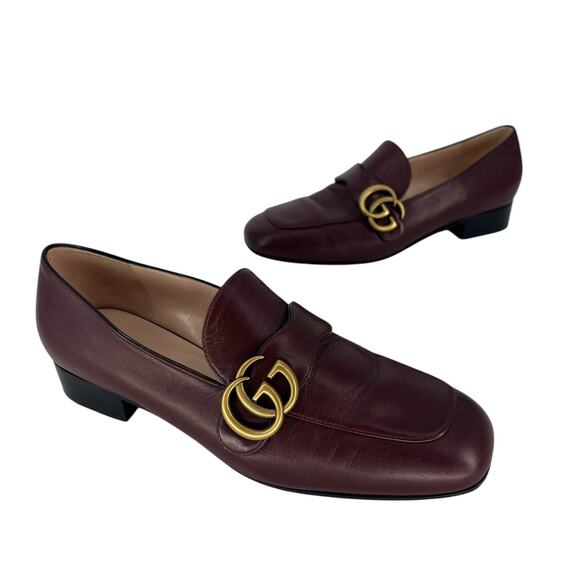 Gucci Malaga Kid GG Marmont Loafers in Vintage Bordeaux - Picture 4 of 15
